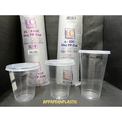 EC 12oz / 16oz /22oz PP Cup with Flat Lid (100sets) A12C / A16C