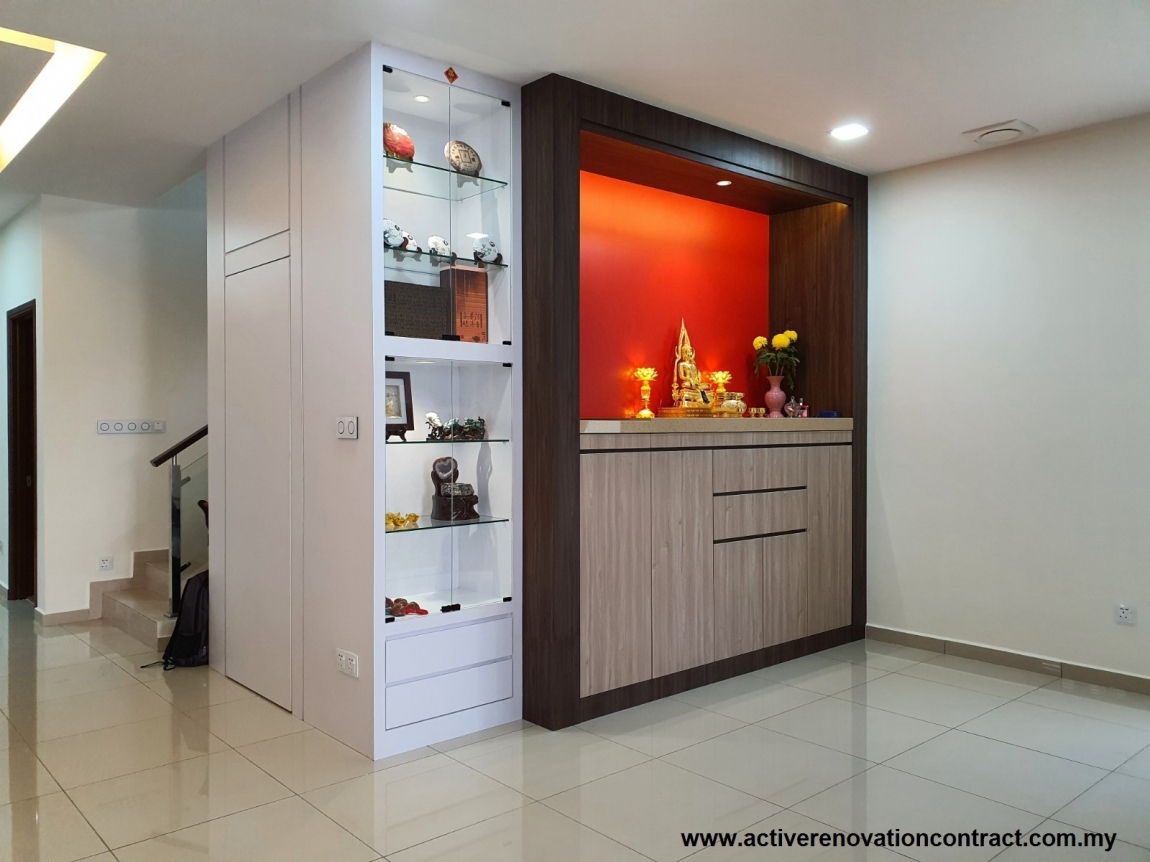 Bukit Gambir Double Storey Bungalow Living Altar Cabinet Design Reference Kerja Ubahsuai Di Bukit Gambir Johor & Tangkak Contoh Rujukan Ubah Suai Keseluruhan Rumah