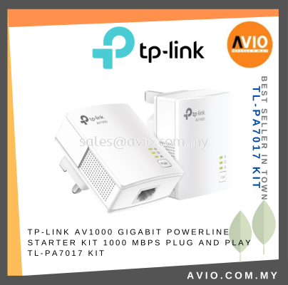 TP-LINK Tplink AV1000 Gigabit Powerline Starter Kit Homeplug 1000Mbps High Speed Plug Pair Play PA7017 TL-PA7017 KIT