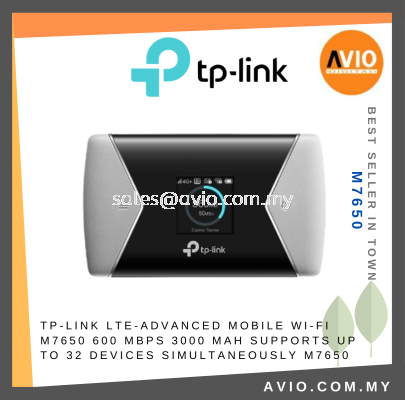 TP-LINK Tplink LTE Advanced Mobile Wifi M7650 Dual Band 600Mbps 3000mAh Support 32 Device Micro SD Simultaneously M7650