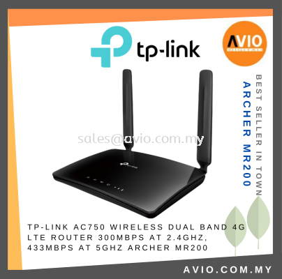 TP-LINK Tplink Archer MR200 AC750 Wireless Dual Band GSM Sim Card 4G LTE Router Wifi 4 Ethernet LAN Port Archer MR200