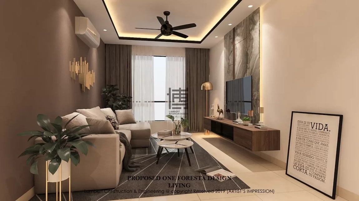 Living Room & Plaster Ceiling Design In One Foresta Bayan Lepas Renovation Works In Bayan Lepas Penang & Butterworth Whole House Interior Design & Renovation Reference