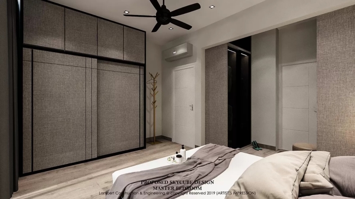 Reka Bentuk Kabinet Baju Bilik Tidur Di Skycube Residence Bayan Lepas