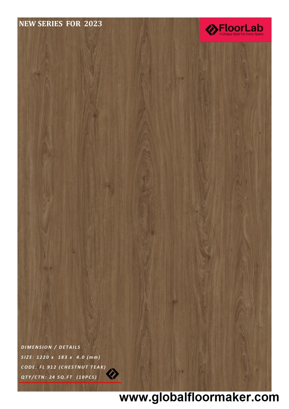 FL912 (Chestnut Teak) FLOORLAB SPC Flooring Flooring Choose Sample / Pattern Chart