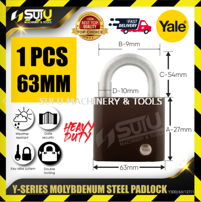 YALE Y300/63/127/1 1PCS 63MM Y-Series Molybdenum Steel Padlock (Black)