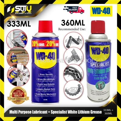 WD-40 360ML Specialist High Performance White Lithium Grease Spray + 333ML Multi-Purpose Lubricant
