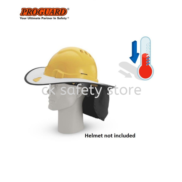 PROGUARD HSB-AD123H Lightweight Polyester & Cotton Safety Helmet Sunshade Brim Neck Flap Cover Neck Shade Relief Hot