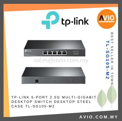 TP-LINK Tplink 5 Port Ports 2.5G Gigabit RJ45 Ethernet LAN Network Switch Plug and Play Metal Black SG105 M2 TL-SG105-M2