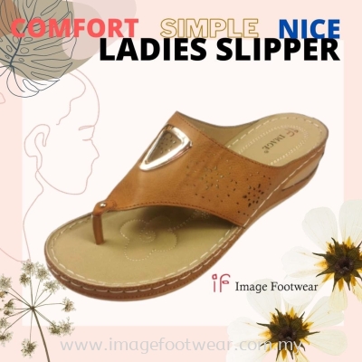 Comfort Ladies Flat Slippers -PS-291-5 -TAN Colour 
