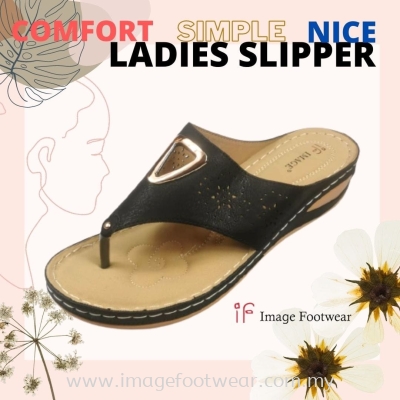 Comfort Ladies Flat Slippers -PS-291-5 - BLACK Colour 