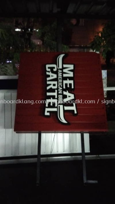 meat cartel aluminium trism ceiling casing 3d led frontlit logo lettering signage signboard 