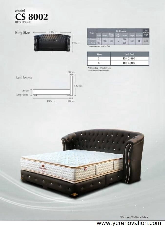 Bed Model - CS 8002 Bed Model Bed & Bedframe Choose Sample / Pattern Chart