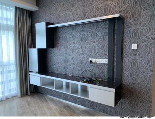 Custom Hanging TV Console Design