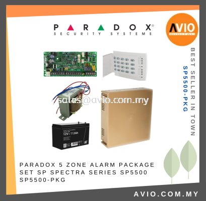 Paradox 5 Zone Alarm Package Set SP Spectra Series SP5500 Included SP5500-PKG
