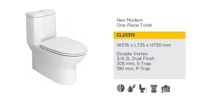 Toilet Bowl - CL25315 Water Closet Series Bathroom / Washroom Choose Sample / Pattern Chart