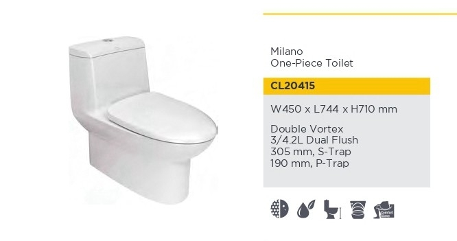 Toilet Bowl - CL20415 Water Closet Series Bathroom / Washroom Choose Sample / Pattern Chart