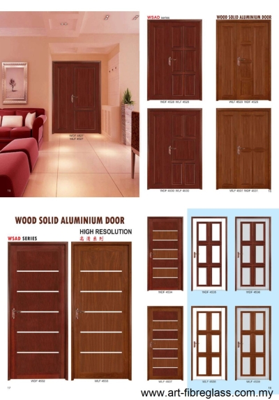 Pintu Aluminium Pepejal Warna Kayu 04