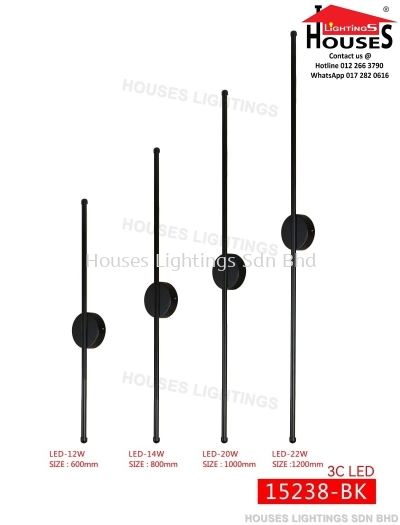 WALL 15238 BK LED-MIX(3C) - 600MM 800MM 1000MM 1200MM