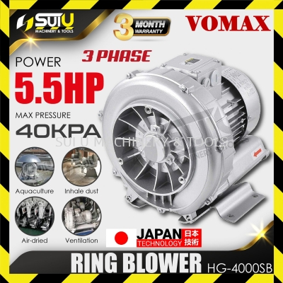 VOMAX HG-4000SB / HG4000SB 5.5HP 3 Phase Ring Blower 40kPA