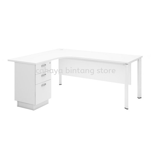 UTHILAH 6 FEET L-SHAPE EXECUTIVE OFFICE TABLE METAL PYRAMID N-LEG C/W WOODEN MODESTY PANEL & FIXED PEDESTAL 3D-AUTWL 652-3D - kl | sri hartamas | ampang 