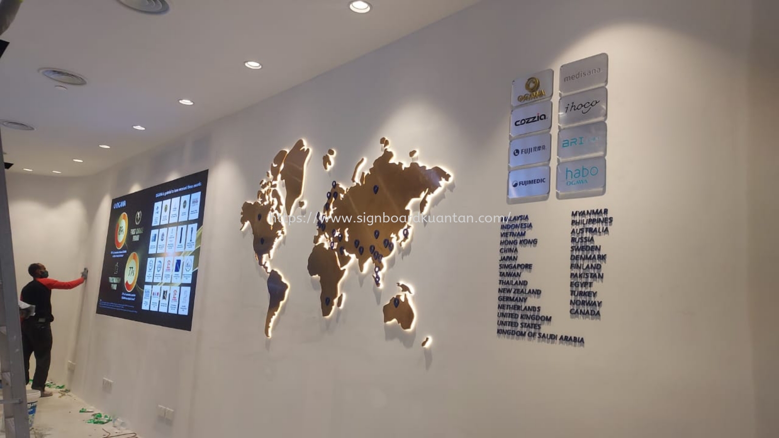 MAP INDOOR 3D STAINLESS STEEL GOLD SIGNAGE SIGNBOARD AT PAHANG TEMERLOH 
