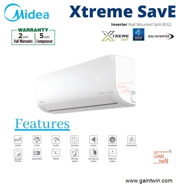 Midea 2hp Inverter R32 Wall Mounted MSXS-19CRDN8 MIDEA Air Cond Home Air Cond Brands & Model Choose Sample / Pattern Chart