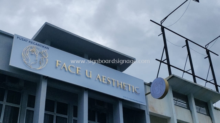 Face U Aesthetic - Klang - 3D LED Stainlees Steel Gold Mirror Backlit Signboards