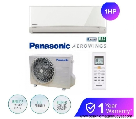 NEW R32 PANASONIC 1.0 HP PREMIUM INVERTER -AERO SERIES WALL TYPE SPLIT AIR CONDITIONER ( CS-U10VKH-1 & CU-U10VKH-1 )