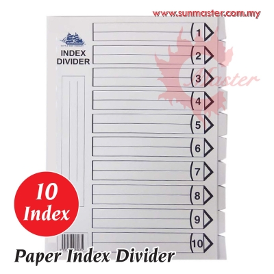 10 Tabs White Paper Index (Without Hole)