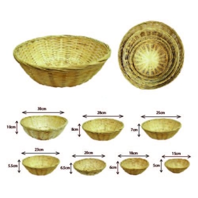 (BBR10) 10'' 25CM Round bamboo basket