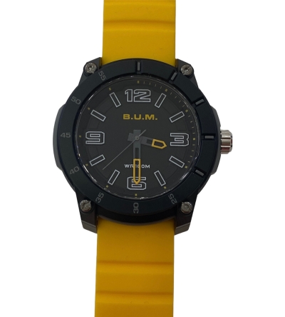 B.U.M BUB966 Analog Red Yellow Pu Band Watch
