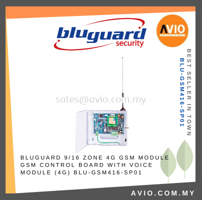 Bluguard 9 / 16 Zone 4G GSM Sim Card Voice Module Control Board with Antenna Metal White Box BLU-GSM416-SP01