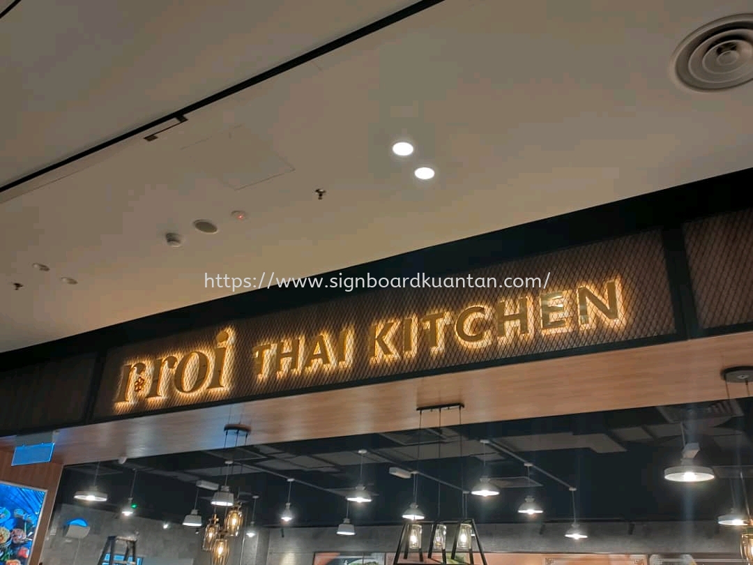 RROI THAI KITCHEN INDOOR 3D LED STAINLESS STEEL GOLD SIGNAGE SIGNBOARD AT KUANTAN ROMPIN 