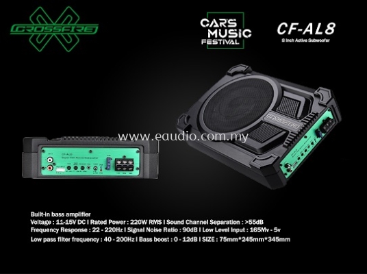 Crossfire CF- AL8 Class AB 8 Under Seat Active Subwoofer 