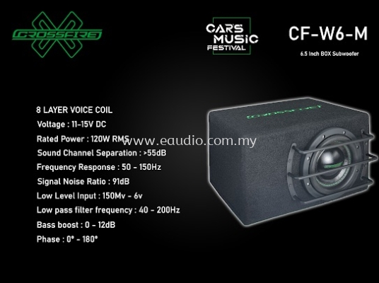 Crossfire CF- W6 Compact Size Trunk 6 Active Subwoofer 