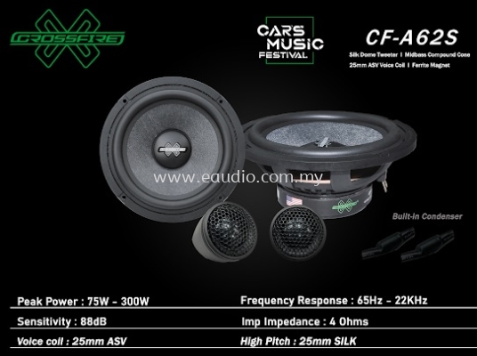 Crossfire CF- A62S 6.5 2 Way Component Speaker 