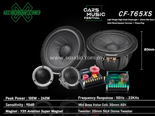 Crossfire CF- T65XS 6.5 2 Way Component Speaker 