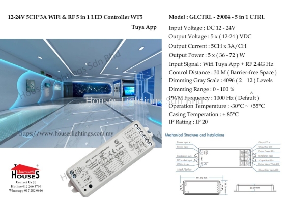 DINGS (WT5) 29004 12V-24V WIFI (5 IN 1) CONTROLLER for 04058 LED STRIP