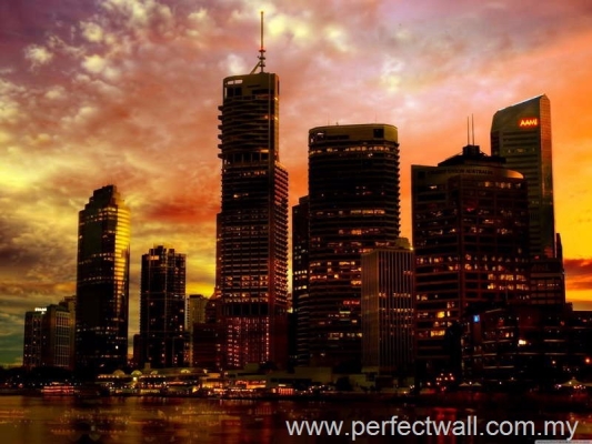 Landmarks Mural Wallpaper - Sunset  Skyscrapers