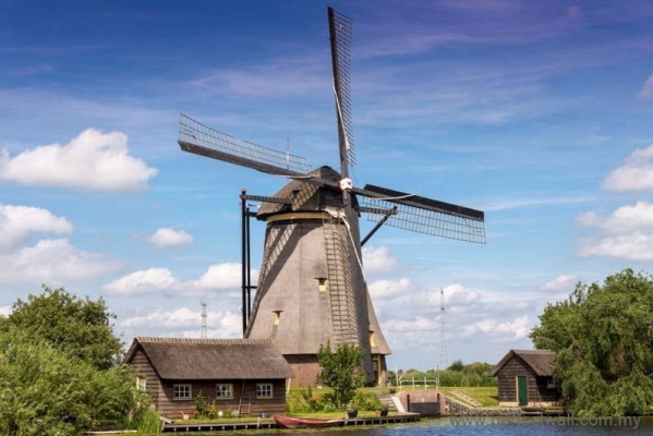 Landscape Mural Wallpaper - Dutch Windmill