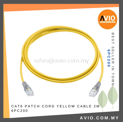 CAT6 Patch Cord Yellow Cable 2m 2 Meter 200cm RJ45 to RJ45 LAN Network Cable Factory Made Reliable Quality 6PC200