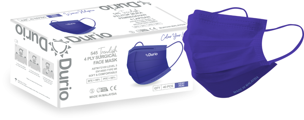 Durio 545 Trendish 4 Ply Surgical Face Mask- Very Peri