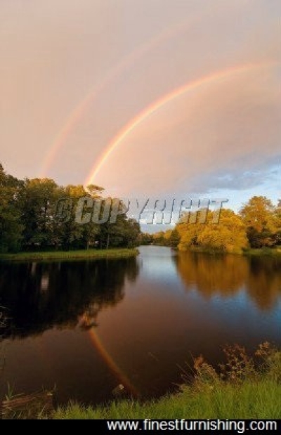 Natural Scenery Mural Wallpaper : Lakeside Rainbow