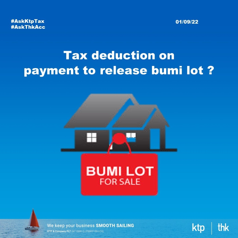 Tax Deduction on Payment to Release Bumi Lot