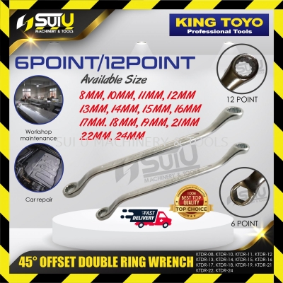 KING TOYO KTDR-08 - KTDR-24 8MM~24MM 6PT / 12PT 45 Offset Double Ring Wrench