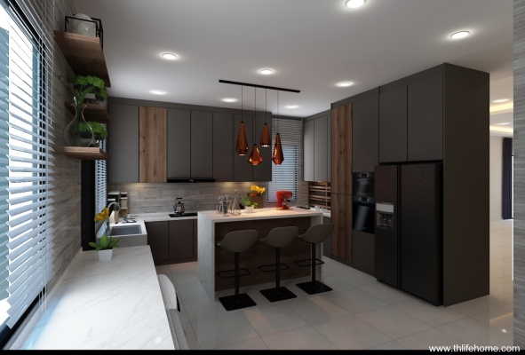 Kitchen Cabinet With Island Table Design 3D Design 