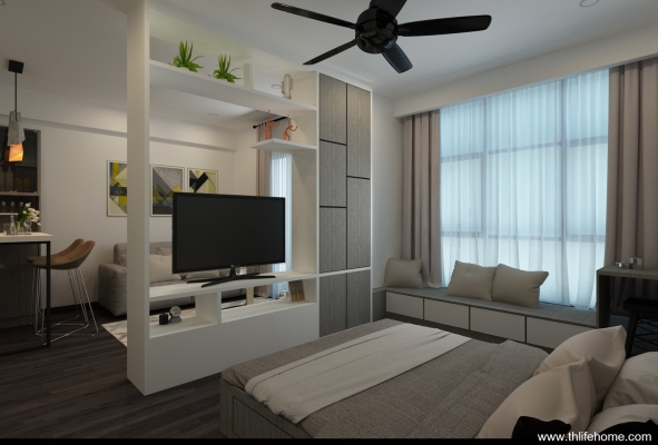 Bedroom Design & TV Divider Cabinet 3D Design