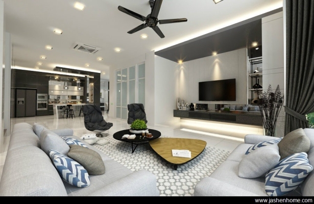 Completed White Theme Custom Living Hall Furniture Renovation Reference In Klang 