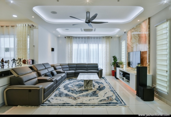 Completed Plaster Ceiling & Custom Living Hall Furniture Renovation Reference In Klang 