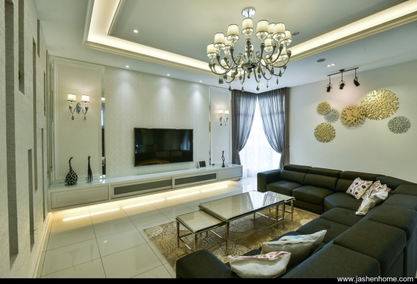 Completed Plaster Ceiling & Custom Living Hall Furniture Renovation Reference In Klang 